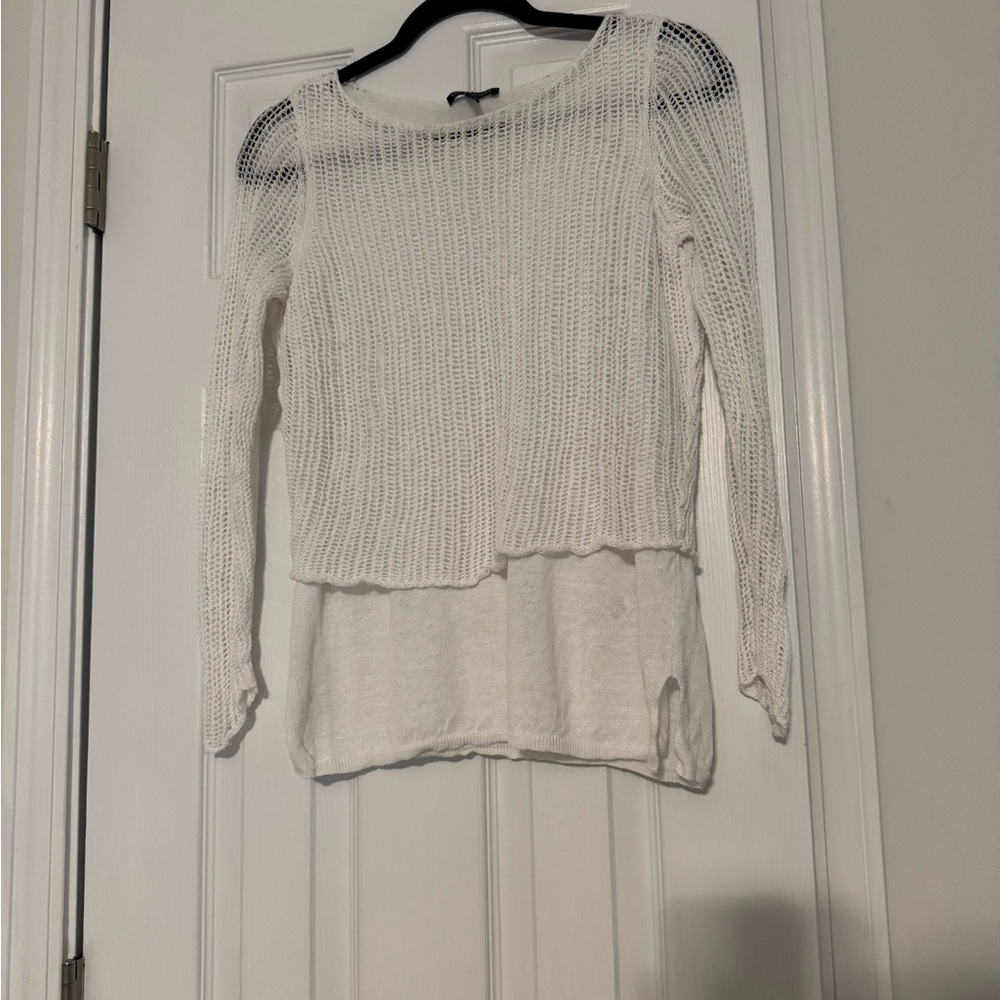 Eileen Fisher White Linen Knit Top - Picture 3 of 8